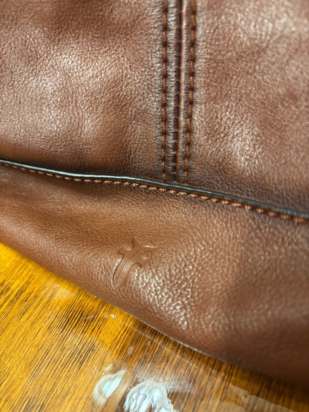 Frye Leather Ring Tote Bag Purse, Cognac, Genuine Leather - Picture 11 of 14